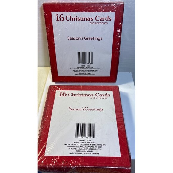Christmas Cards Boxed & Envelopes Set of 32 Red Cardinal Wreath - Picture 4 of 4